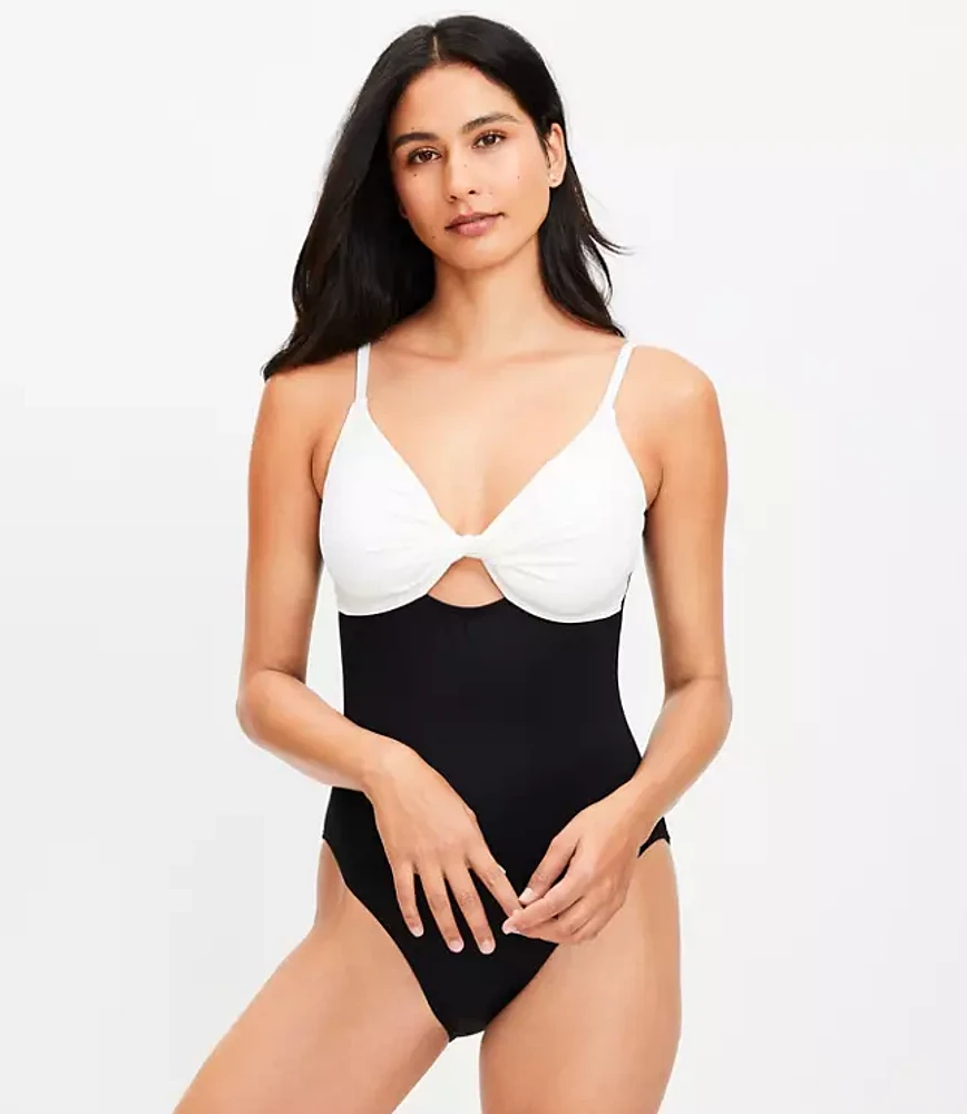 LOFT Beach Twist Cutout One Piece Swimsuit