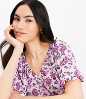 Floral Mixed Media V-Neck Top