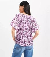 Floral Mixed Media V-Neck Top