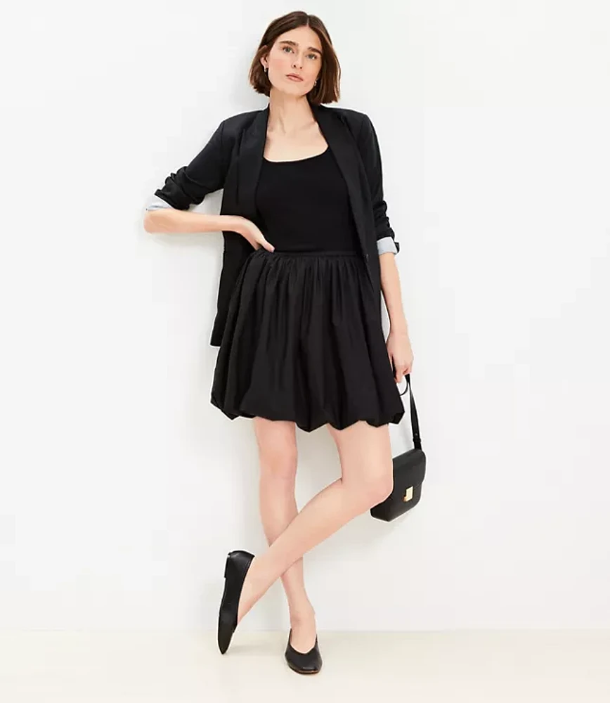 Poplin Ruched Bubble Mini Skirt