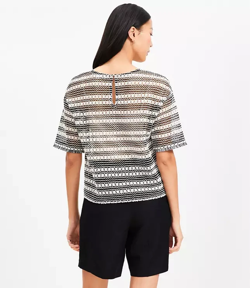 Striped Crochet Modern Tee