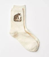 Cheetah Print Crew Socks