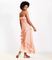 Floral Ruffle Strappy Maxi Dress