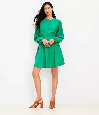 Seamed Belted Mini Flare Dress