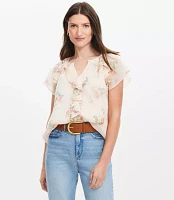 Floral Chiffon Ruffle Top