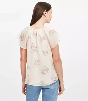 Floral Chiffon Ruffle Top