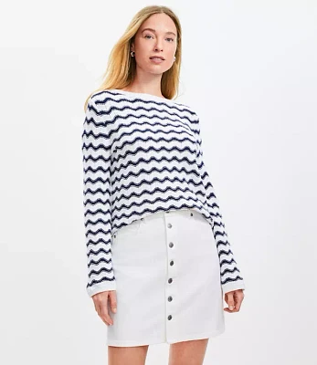 Petite Zig Zag Wide Sleeve Boatneck Sweater