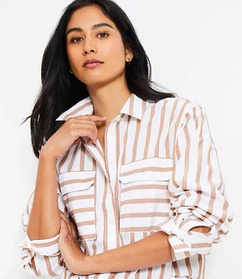 Striped Poplin Utility Everyday Shirt