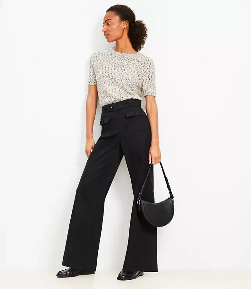 Belted Palmer Wide Leg Pants Pique