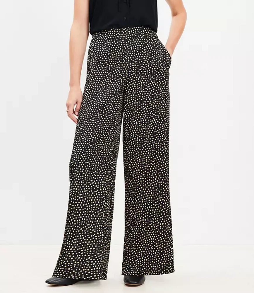 Petite Fluid Pull On Wide Leg Pants in Dot