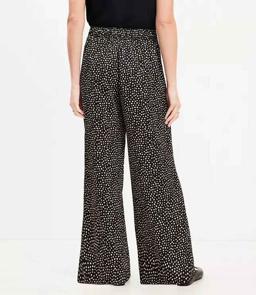 Petite Fluid Pull On Wide Leg Pants in Dot
