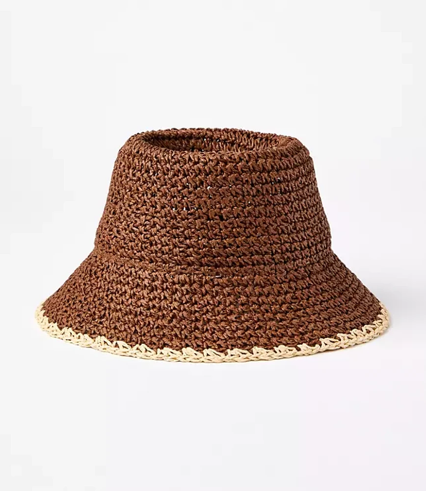 Whipstitch Straw Bucket Hat