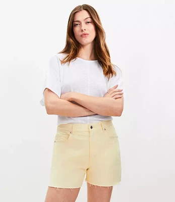 Petite Fresh Cut High Rise Off Denim Shorts Lemon Brulee