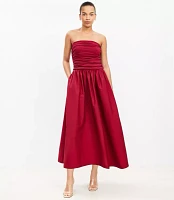 Strapless Poplin Mixed Media Pocket Dress