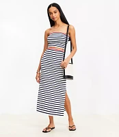 Stripe Ribbed Midi Sweater Skirt