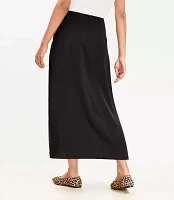 Petite Satin Ruched Midi Skirt