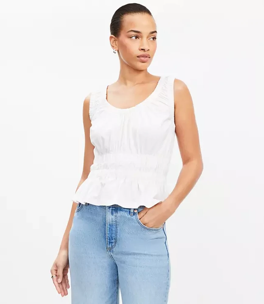 Shirred Peplum Tank Top