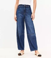 Petite High Rise Barrel Jeans in Dark Wash