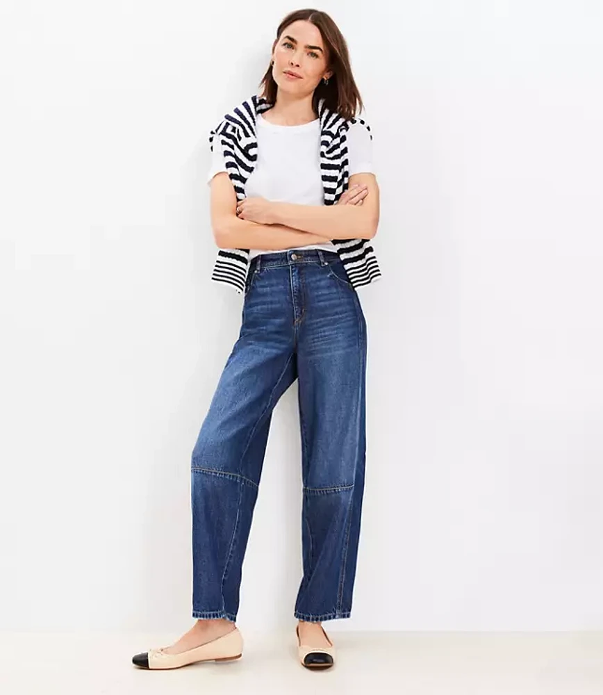 Petite High Rise Barrel Jeans Dark Wash