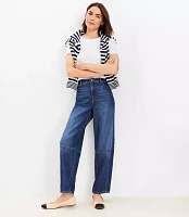 Petite High Rise Barrel Jeans Dark Wash