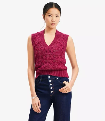 Petite Pointelle V-Neck Sweater Vest