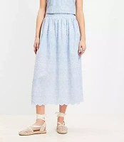 Floral Embroidered Scalloped Maxi Skirt