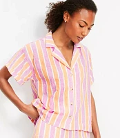 LOFT Beach Striped Linen Shirt