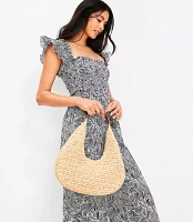 LOFT Beach Spiral Smocked Ruffle Strap Jumpsuit