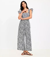 LOFT Beach Spiral Smocked Ruffle Strap Jumpsuit