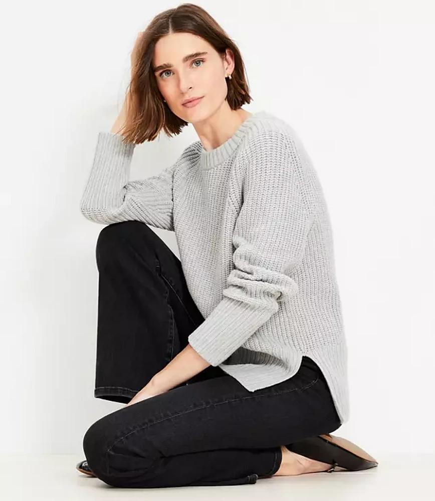 Petite Heathered Ribbed Tunic Sweater