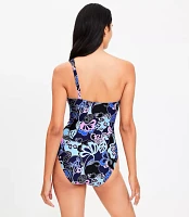 LOFT Beach Floral Asymmetrical Bandeau One Piece Swimsuit