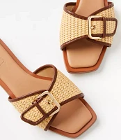 Straw Buckle Slide Sandals