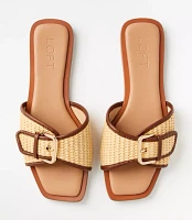 Straw Buckle Slide Sandals