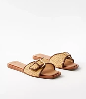 Straw Buckle Slide Sandals