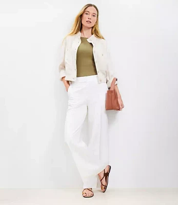 Petite Clean Wide Leg Pants Linen Blend