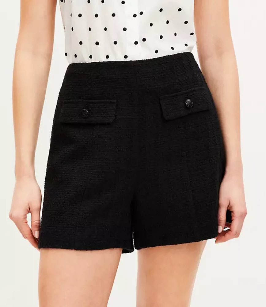 Petite Tweed Button Trim Shorts