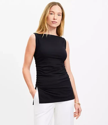 Ruched Side Slit Top