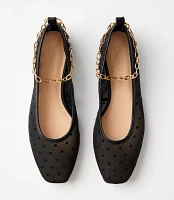 Dotted Ankle Strap Ballet Flats