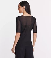 LOFT Versa Mesh Elbow Sleeve Tee