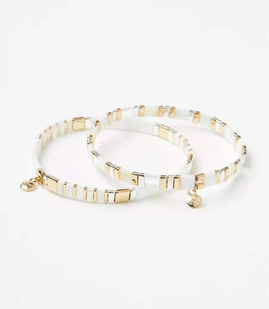 Mother Of Pearl Chicklet Bracelet Set