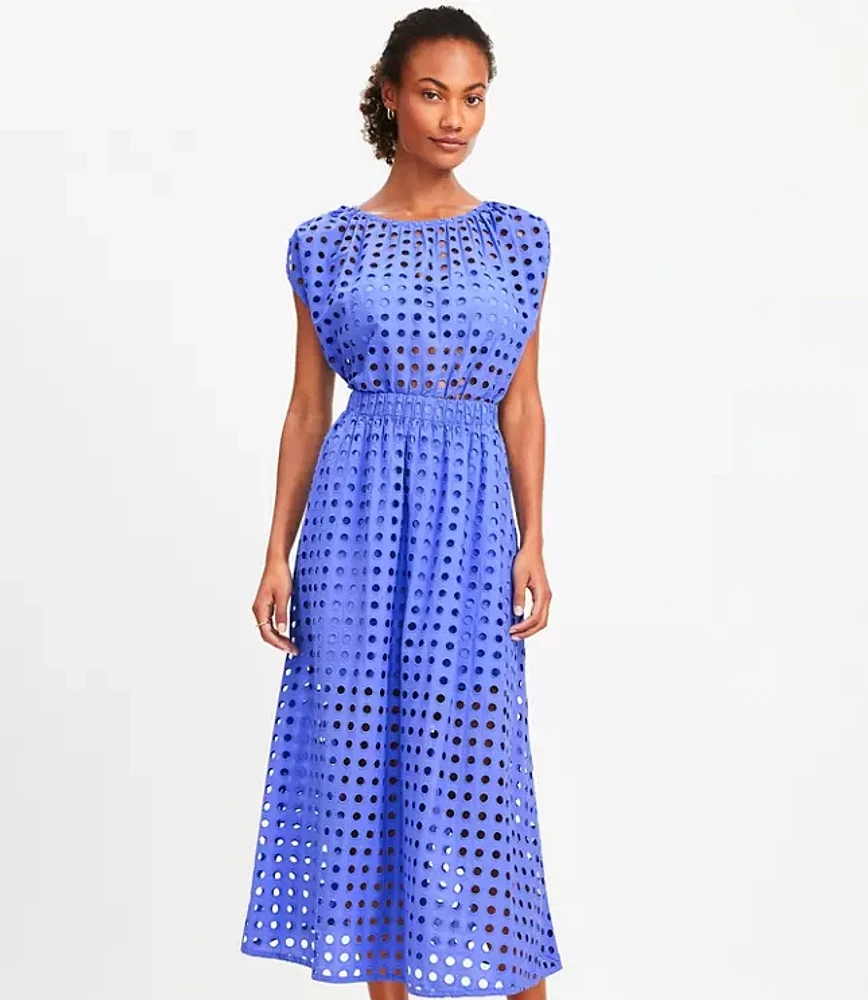 Petite LOFT Beach Circle Eyelet Maxi Pocket Skirt