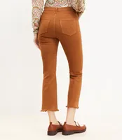 Pintucked Frayed High Rise Kick Crop Jeans Cocoa Powder