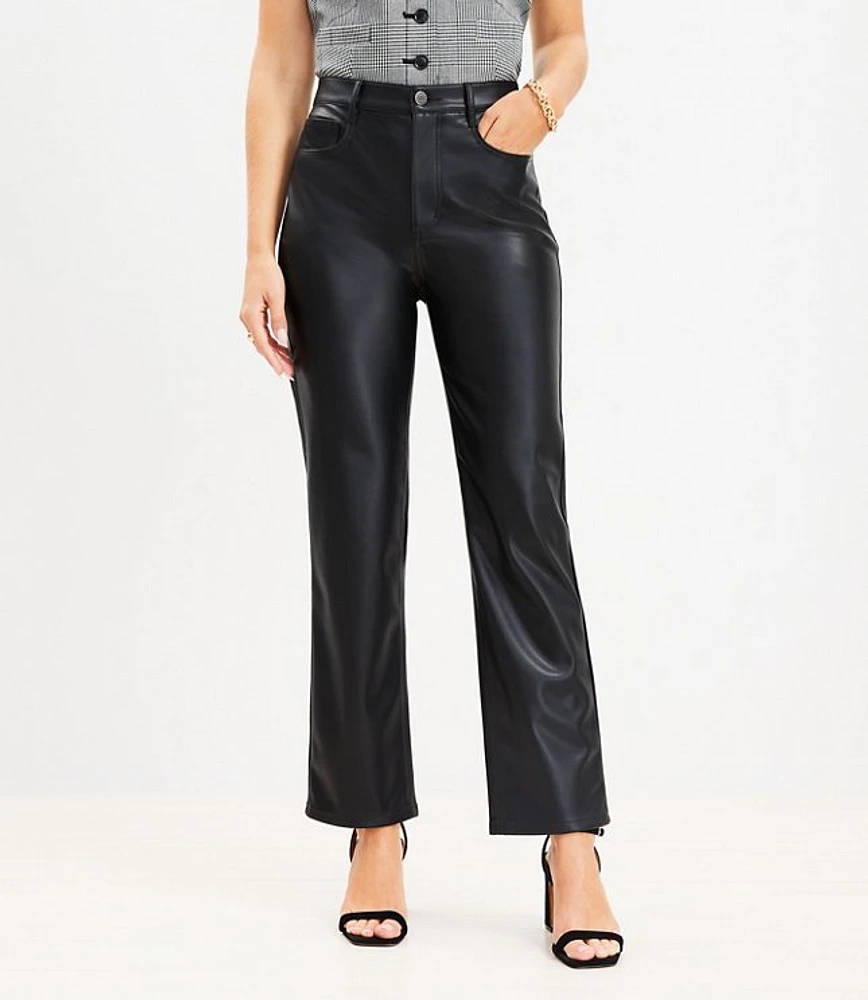 Five Pocket Straight Pants Faux Leather