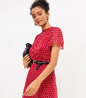 Paisley Clip Smocked Yoke Flare Dress