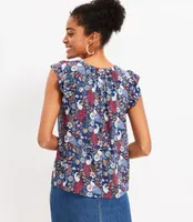 Peacock Shirred Flutter Sleeve Top