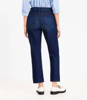 LOFT Petite Curvy High Rise Straight Jeans Clean Dark Wash