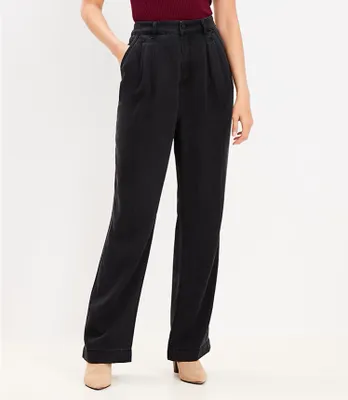 Petite High Rise Palazzo Jeans Washed Black
