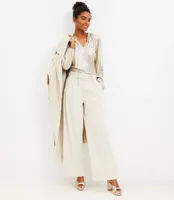 Belted Wide Leg Pants Heathered Brushed Flannel