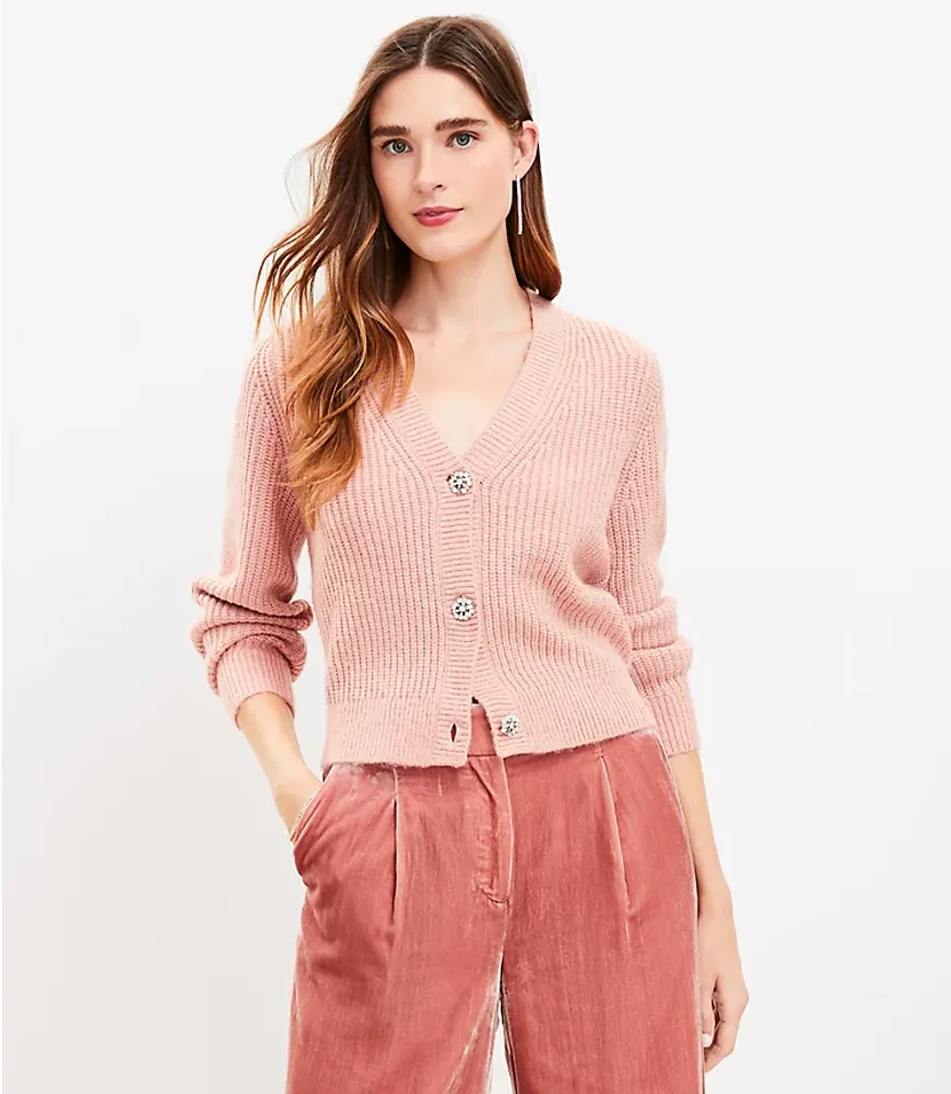 Shimmer Cable-Knit Crop Cardigan