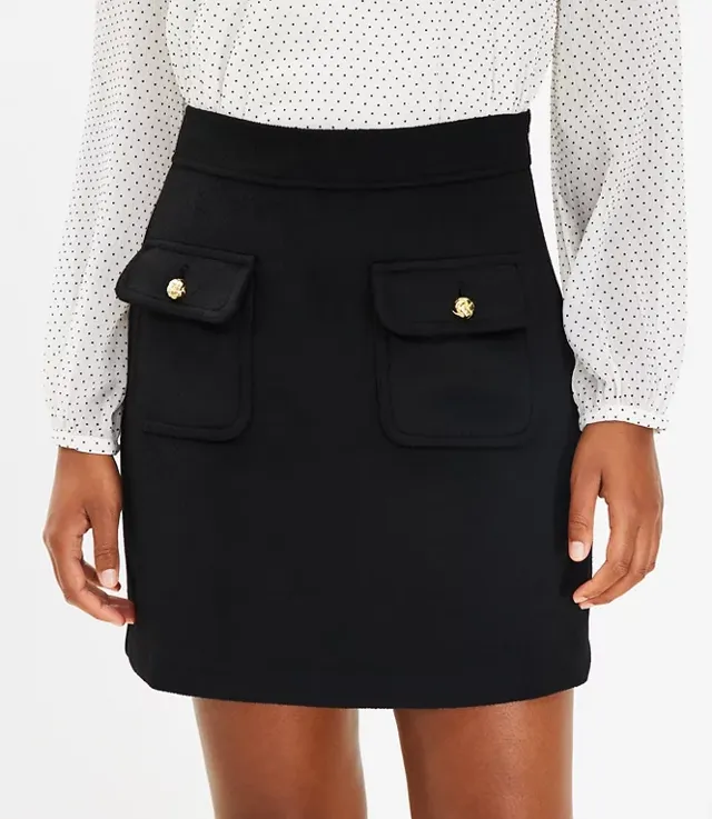 Button Pocket Midi Skirt